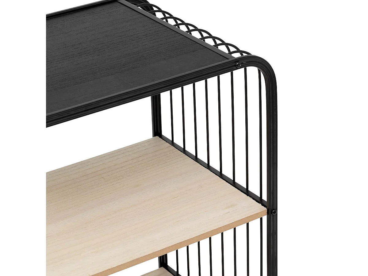 Étagère à Roulettes 3 Niveaux "Bert" 74cm Noir