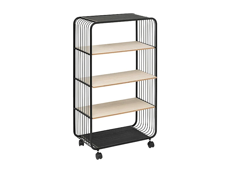 Étagère à Roulettes 4 Niveaux "Bert" 96cm Noir
