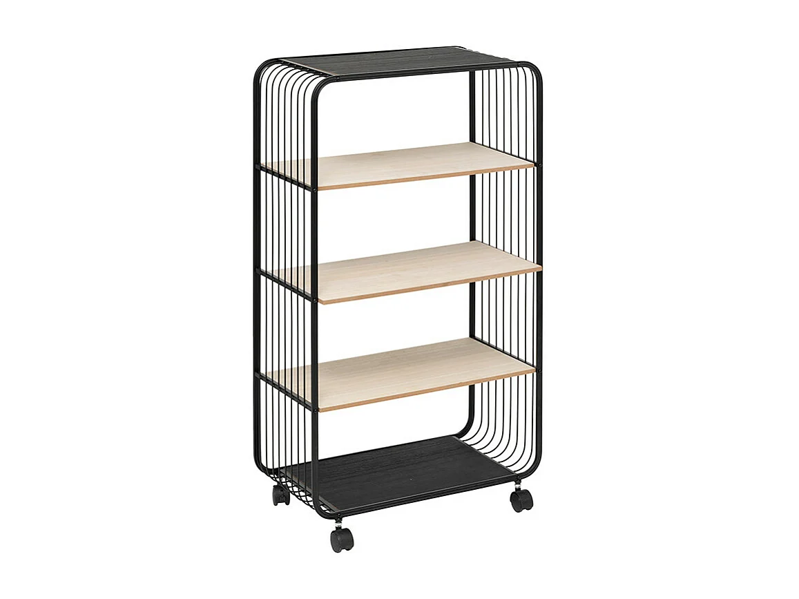Étagère à Roulettes 4 Niveaux "Bert" 96cm Noir