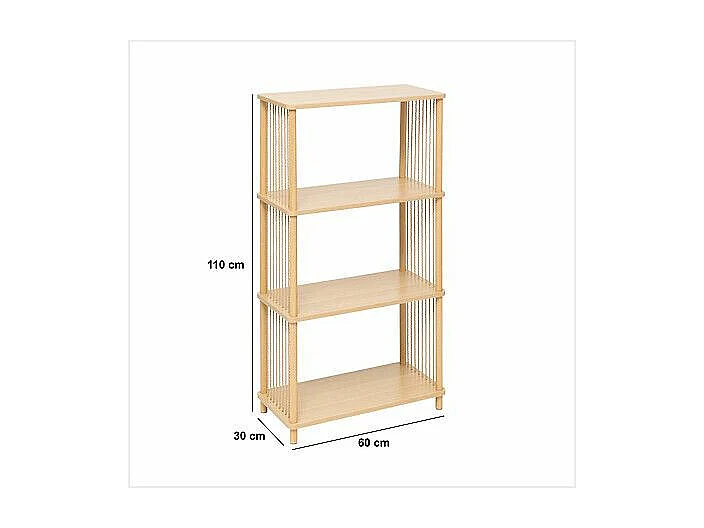Meuble Etagère en bois et acier 4 niveaux Beige H 110 cm