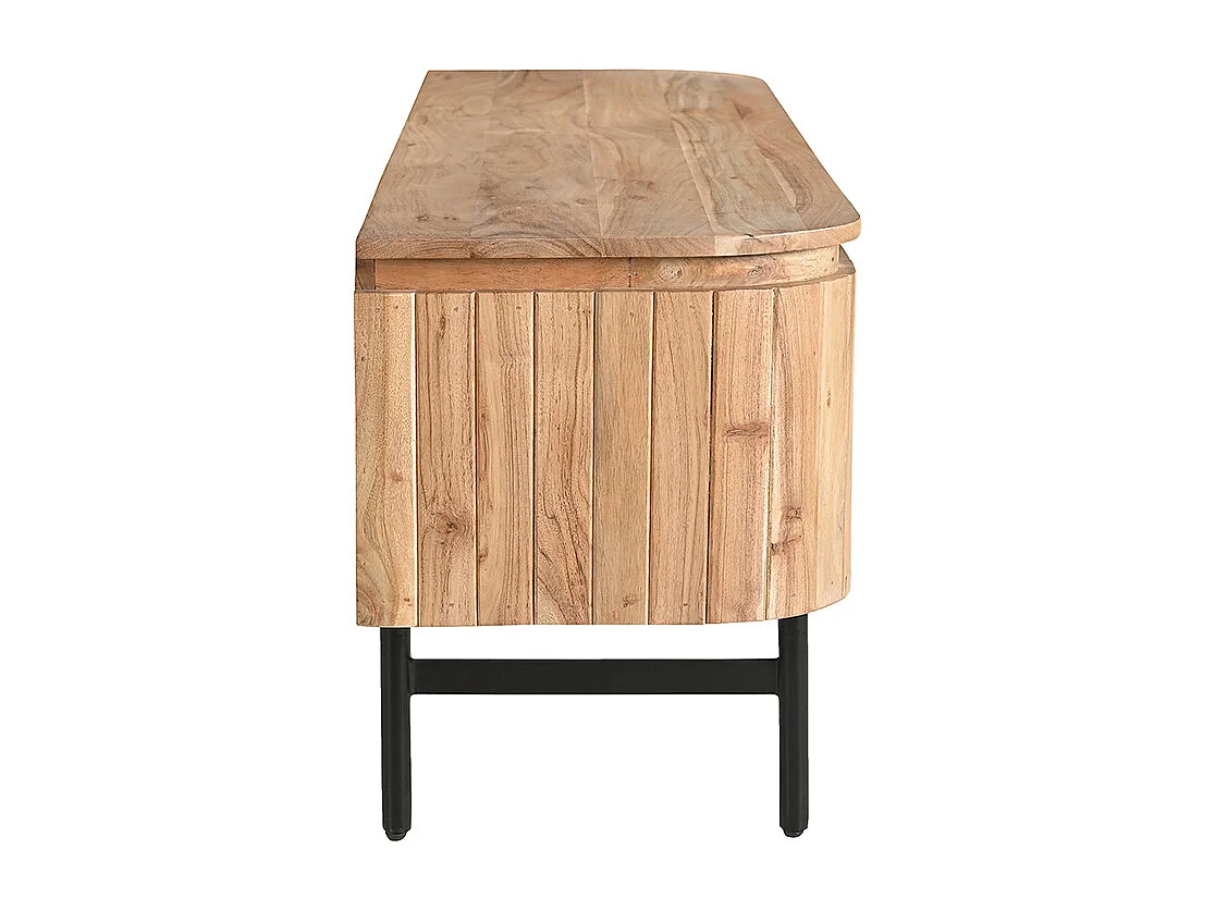 Mobile TV con vani contenitori in legno massello e metallo nero L160 cm NAPOLI