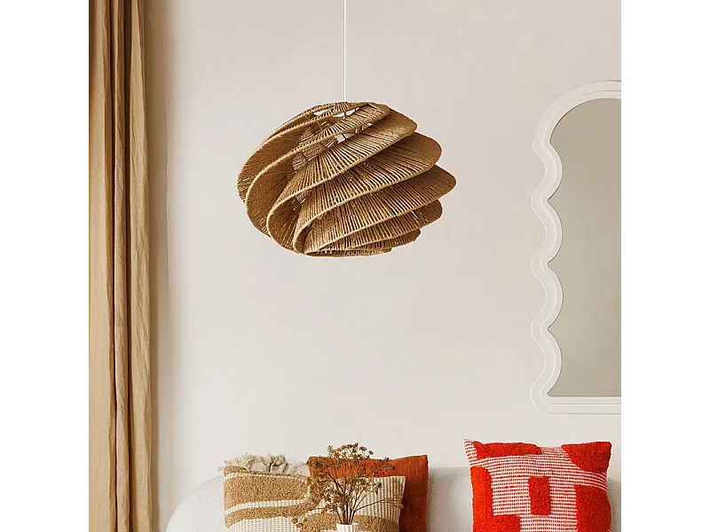 Lampe Suspension Design Corde "Ozan" 54cm Naturel