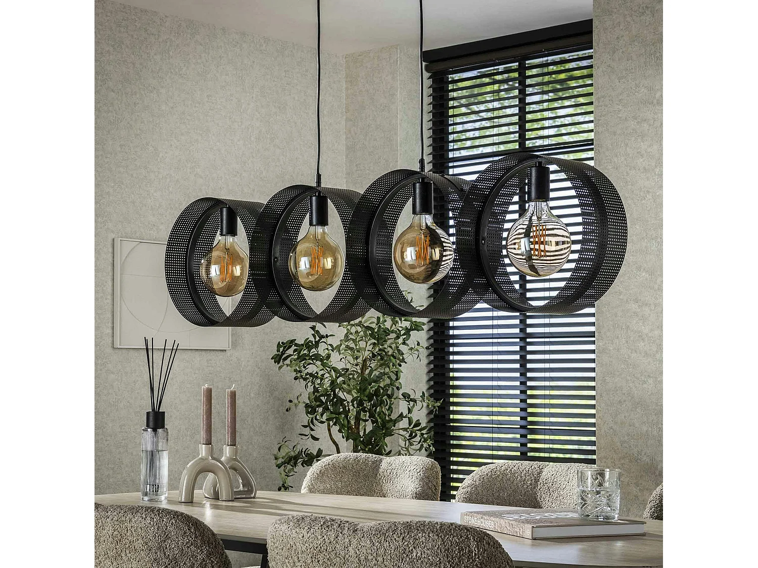 Suspension de table design 4 anneaux en métal perforé RALF