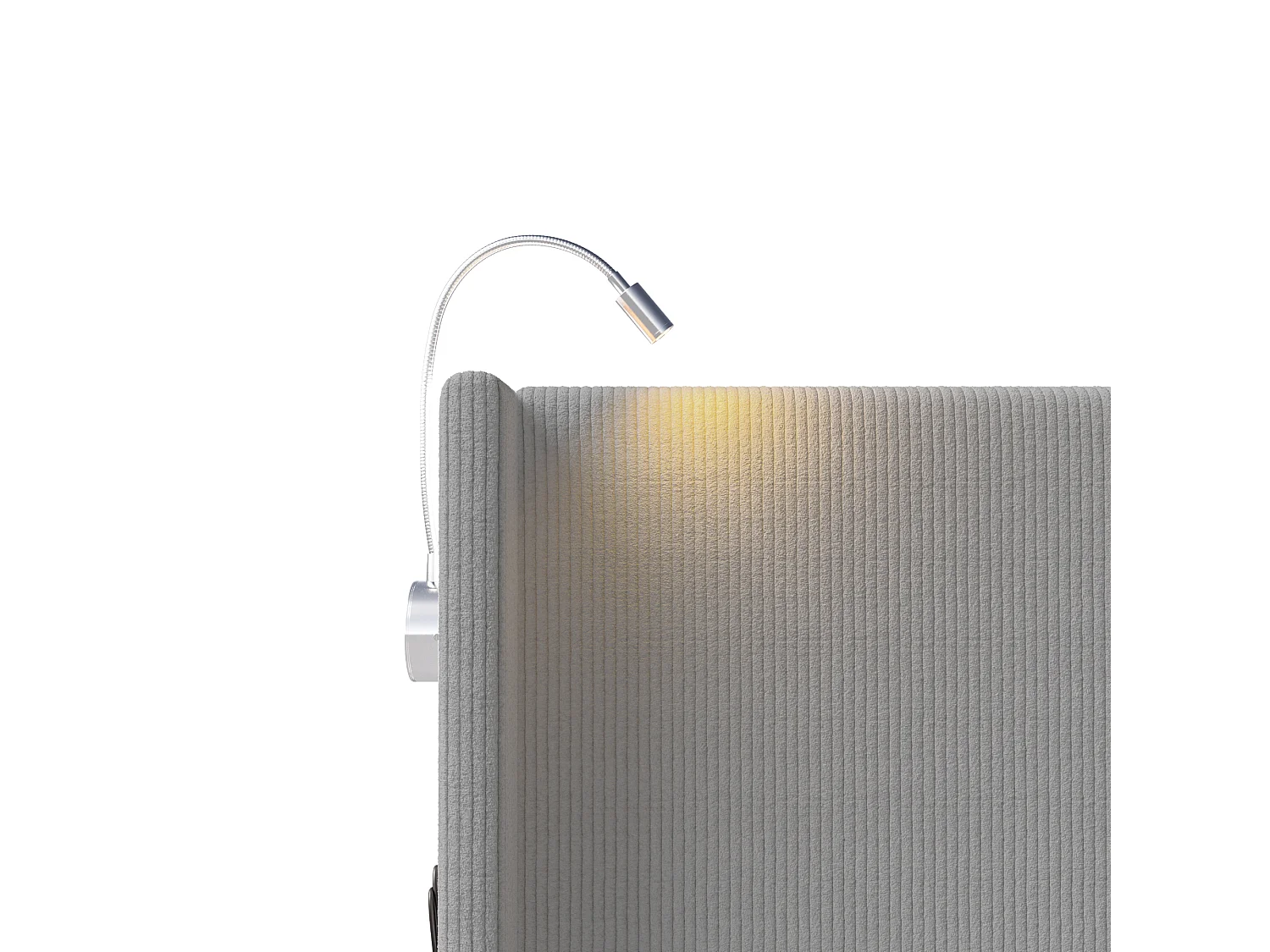 Lit capitonné 140x200cm avec une lampe de lecture , Lit Coffre avec Espace de Rangement, Sommier à Lattes, velours côtelé, Gris