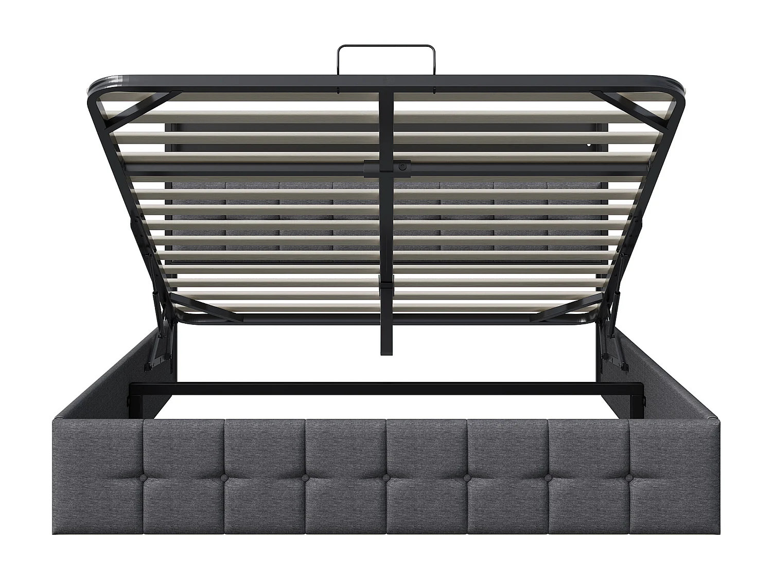 160x200 bed met opbergruimte en ledverlichting, 160x200 bed met lattenbodem, tweepersoonsbed met stopcontacten, USB en type-C, tweepersoonsbed, linnen, grijs