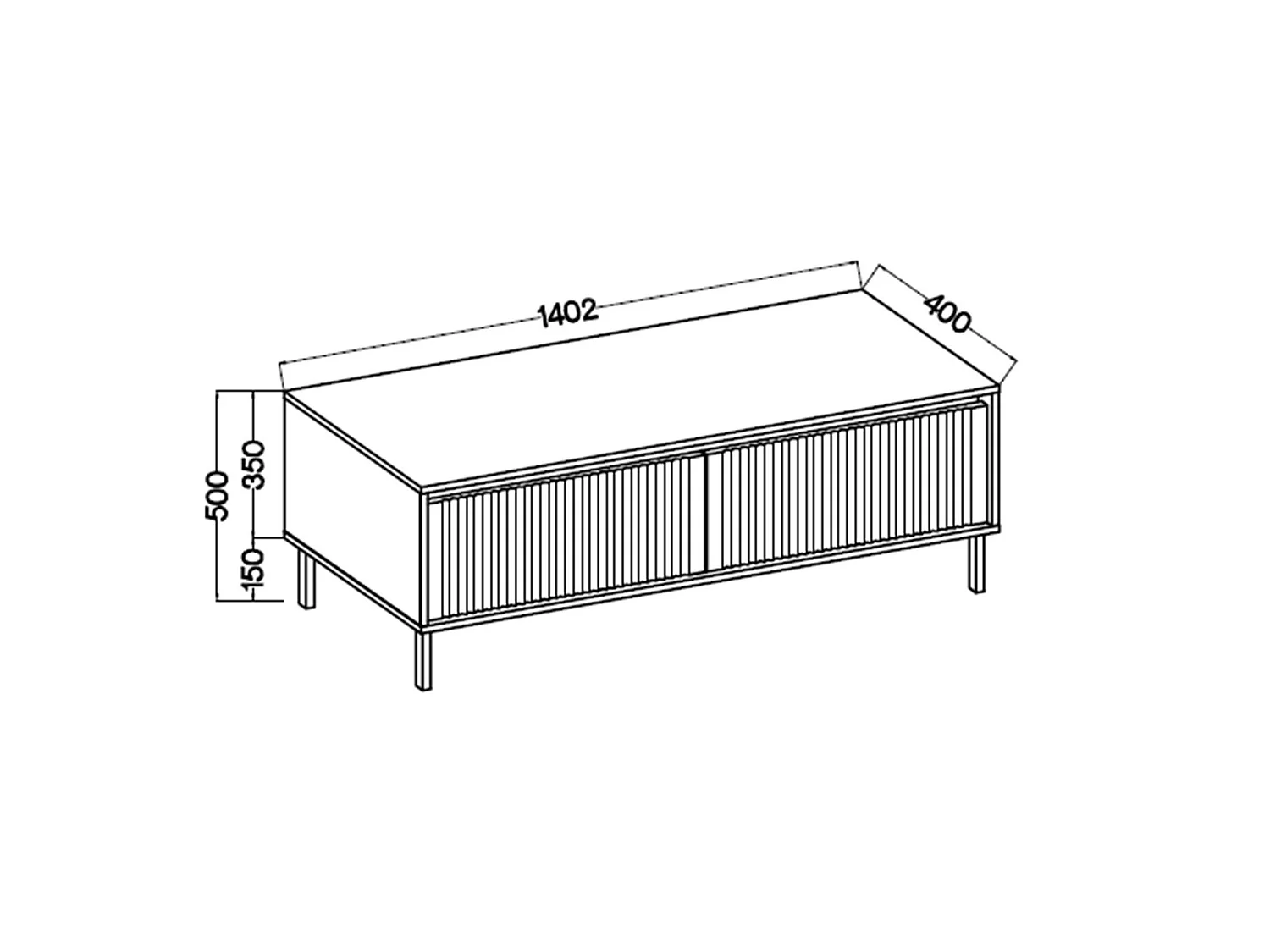 TV-meubel met 2 lades en zwarte poten - 140 cm - beige - OSAKA