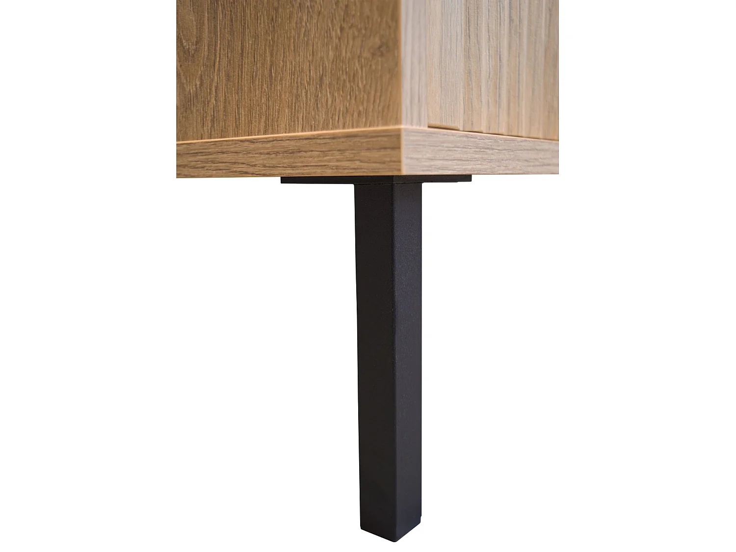 Meuble TV 2 tiroirs avec pieds noir - 140 cm - chêne evoke - OSAKA