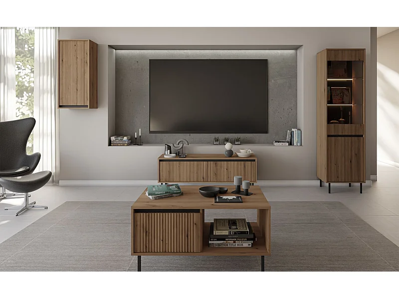 Salontafel met 2 lades - 100 cm - eiken evoke - OSAKA