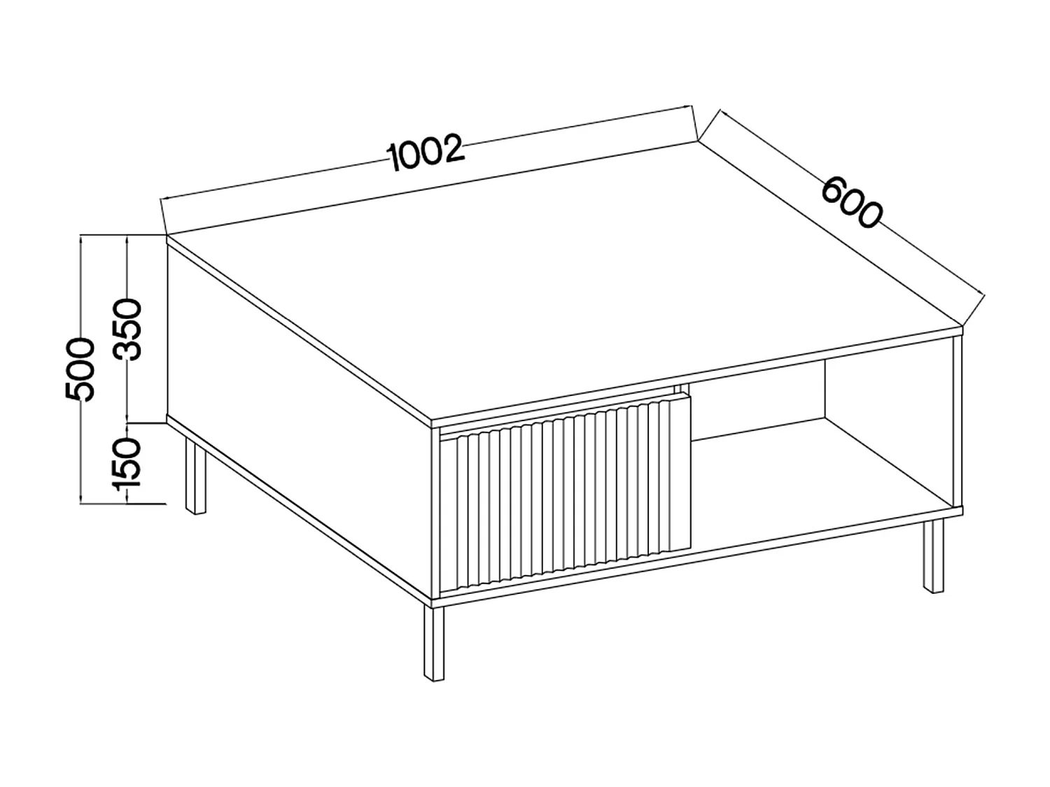 Salontafel met 2 lades - 100 cm - eiken evoke - OSAKA