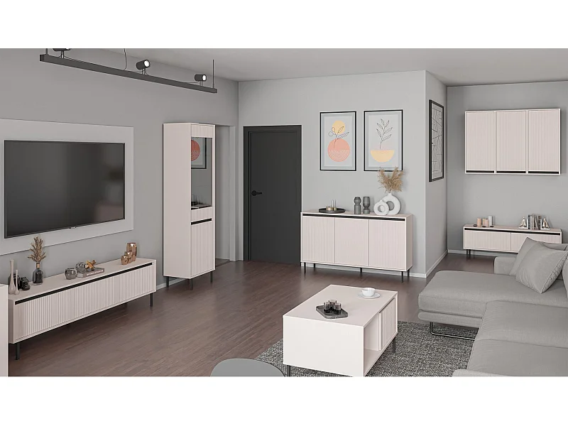 Couchtisch mit 2 Schubladen - Sandbeige - 100 cm - OSAKA