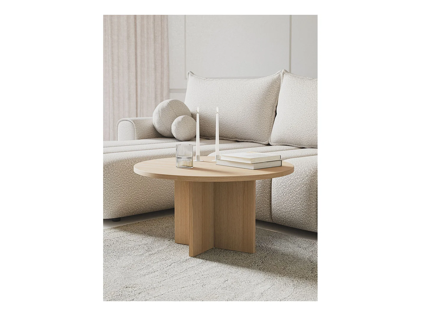 Table basse ronde - OVO - 76x76 - couleur du Frêne–Chêne Lindberg