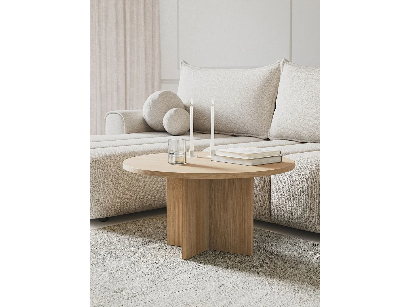 Table basse ronde - OVO - 76x76 - couleur du Frêne–Chêne Lindberg