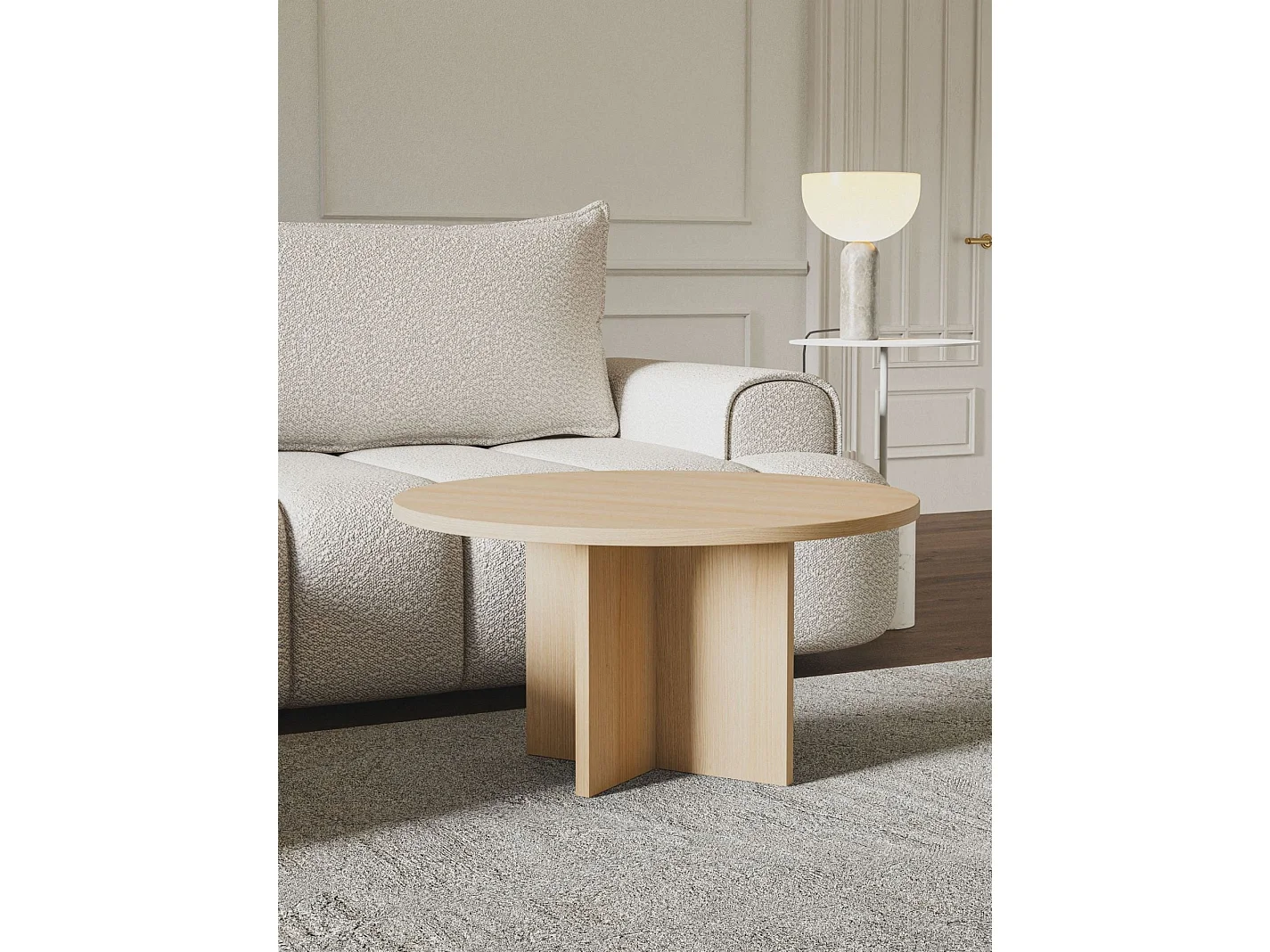Table basse ronde - OVO - 76x76 - couleur du Frêne–Chêne Lindberg