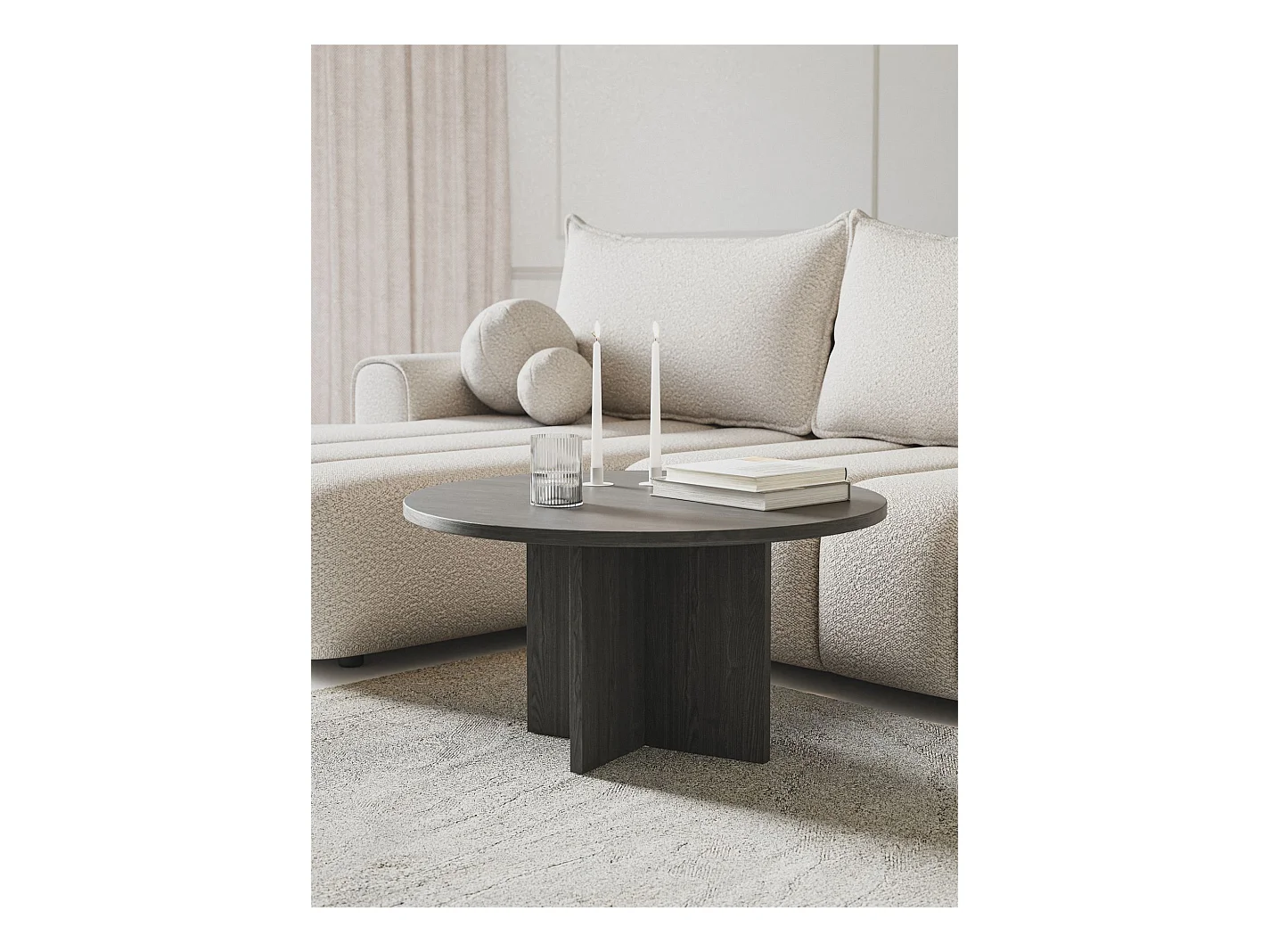 Table basse ronde - OVO - 76x76 - couleur du bois de frêne Portland