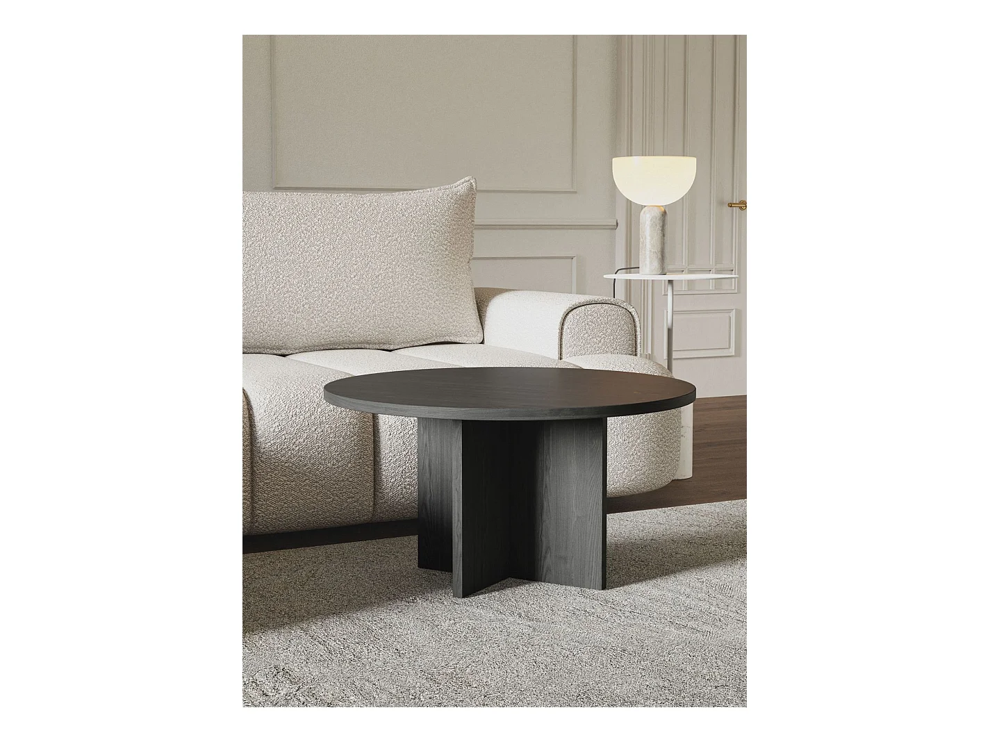 Table basse ronde - OVO - 76x76 - couleur du bois de frêne Portland