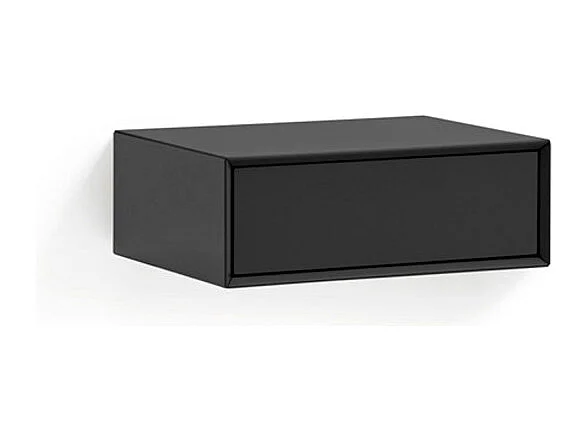 Platt - Table de chevet 1 tiroir murale en bois  - Noir