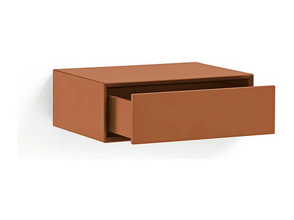 Platt - Table de chevet 1 tiroir murale en bois  - Marron argile