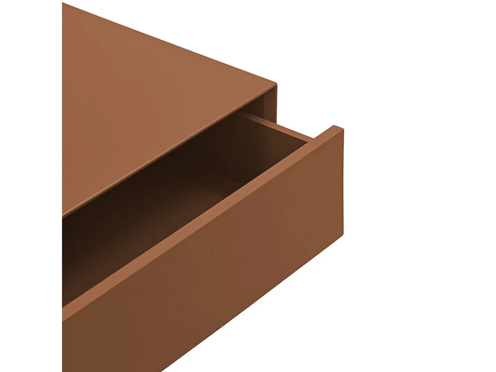 Platt - Table de chevet 1 tiroir murale en bois  - Marron argile