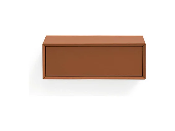 Platt - Table de chevet 1 tiroir murale en bois  - Marron argile
