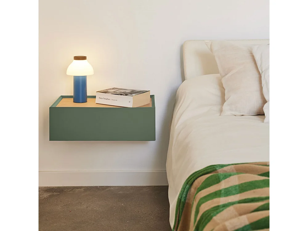Arista - Table de chevet 1 tiroir murale en bois  - Vert amande