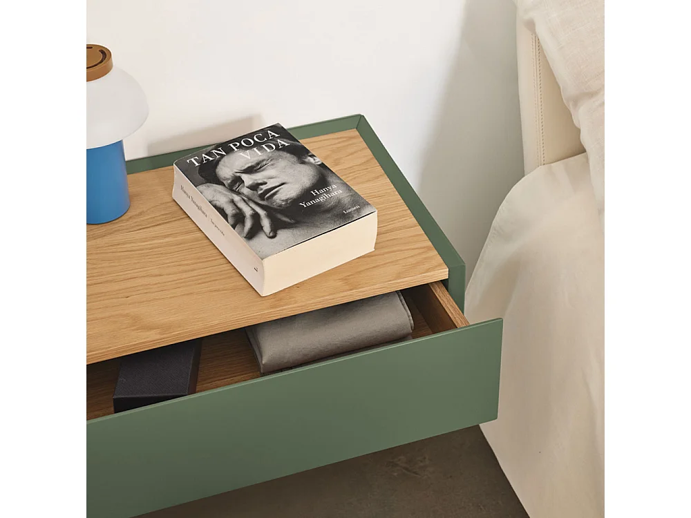 Arista - Table de chevet 1 tiroir murale en bois  - Vert amande