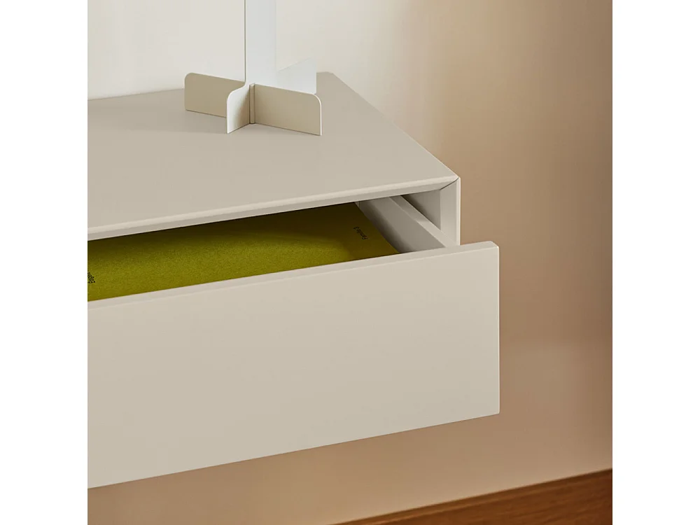 Platt - Table de chevet 1 tiroir murale en bois  - Beige