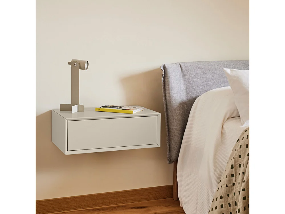 Platt - Table de chevet 1 tiroir murale en bois  - Beige