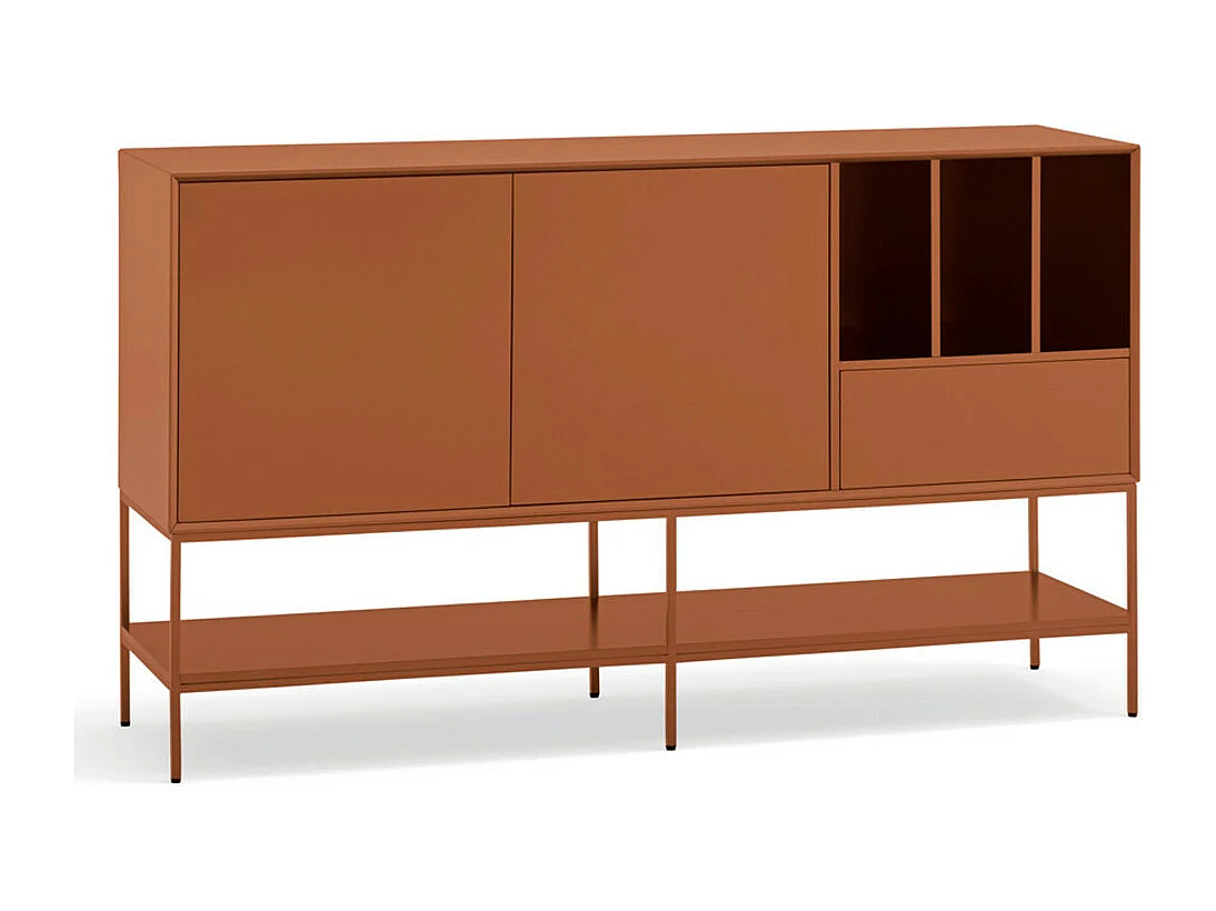 Platt - Buffet 2 portes en bois et métal  L166cm - Marron argile