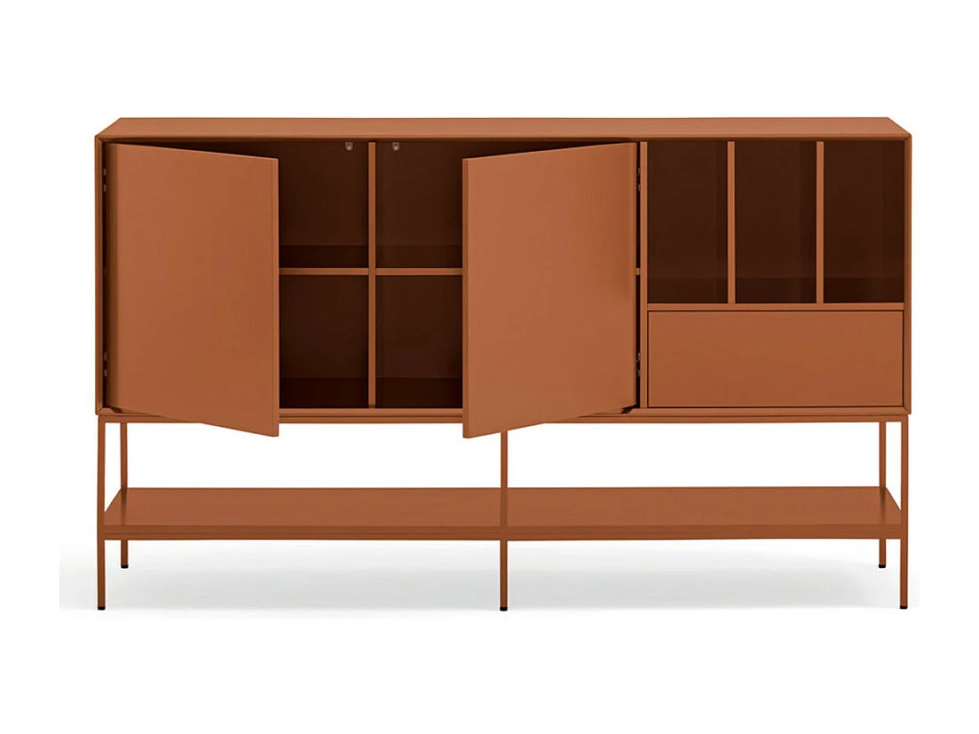 Platt - Buffet 2 portes en bois et métal  L166cm - Marron argile