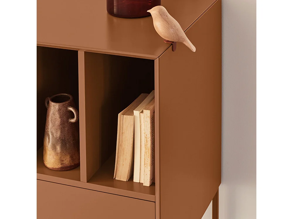 Platt - Buffet 2 portes en bois et métal  L166cm - Marron argile