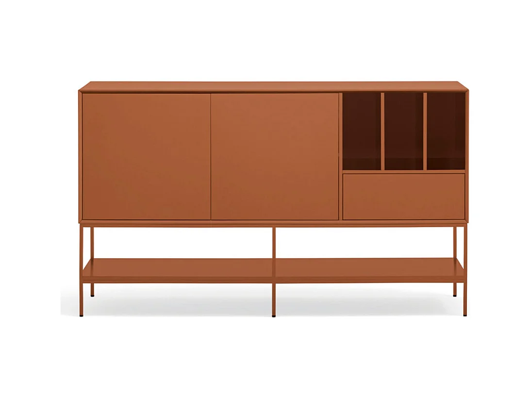 Platt - Buffet 2 portes en bois et métal  L166cm - Marron argile