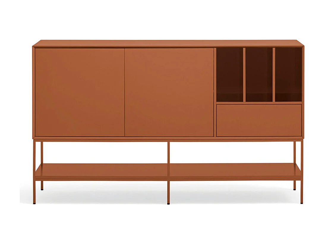 Platt - Buffet 2 portes en bois et métal  L166cm - Marron argile