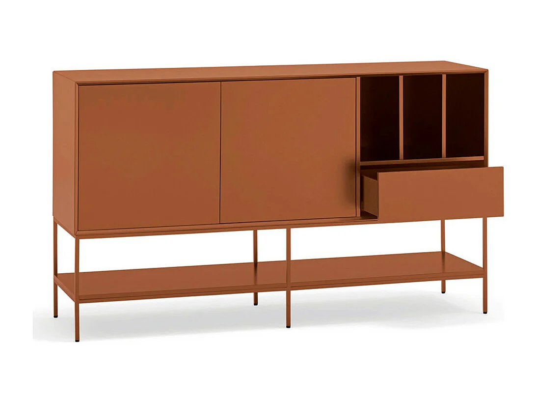 Platt - Buffet 2 portes en bois et métal  L166cm - Marron argile