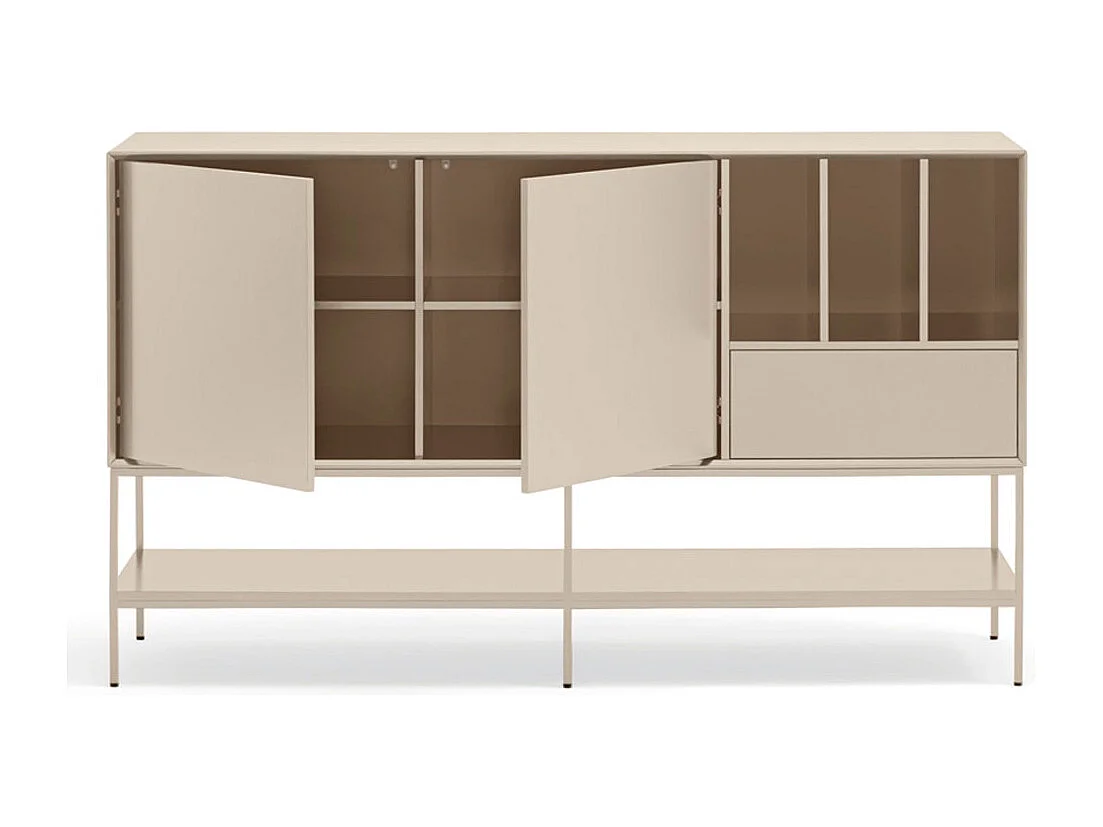 Platt - Buffet 2 portes en bois et métal L166 cm - Beige