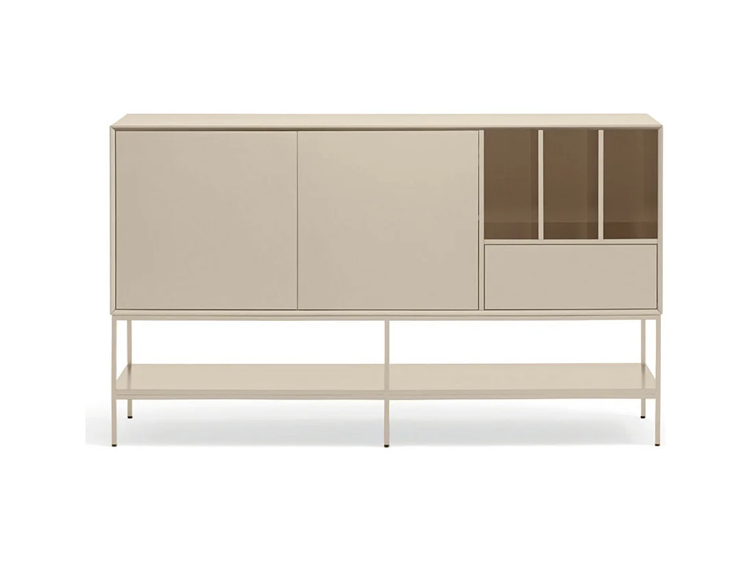 Platt - Buffet 2 portes en bois et métal L166 cm - Beige