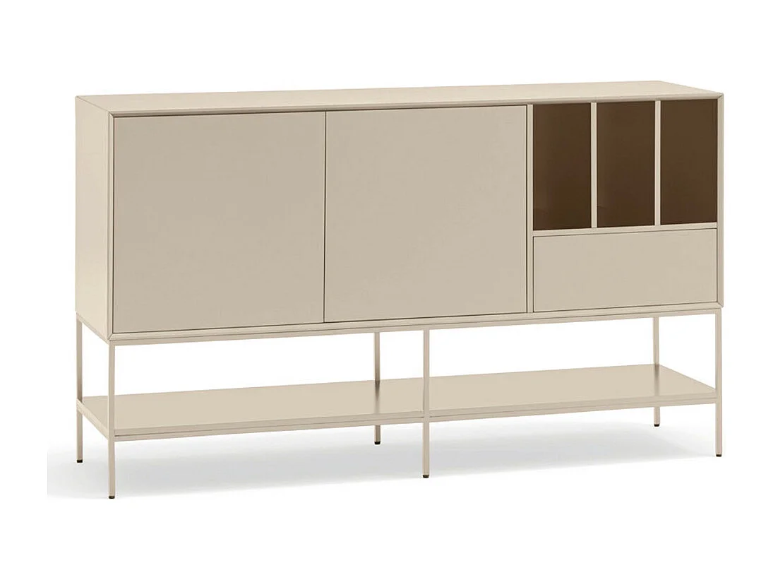Platt - Buffet 2 portes en bois et métal L166 cm - Beige