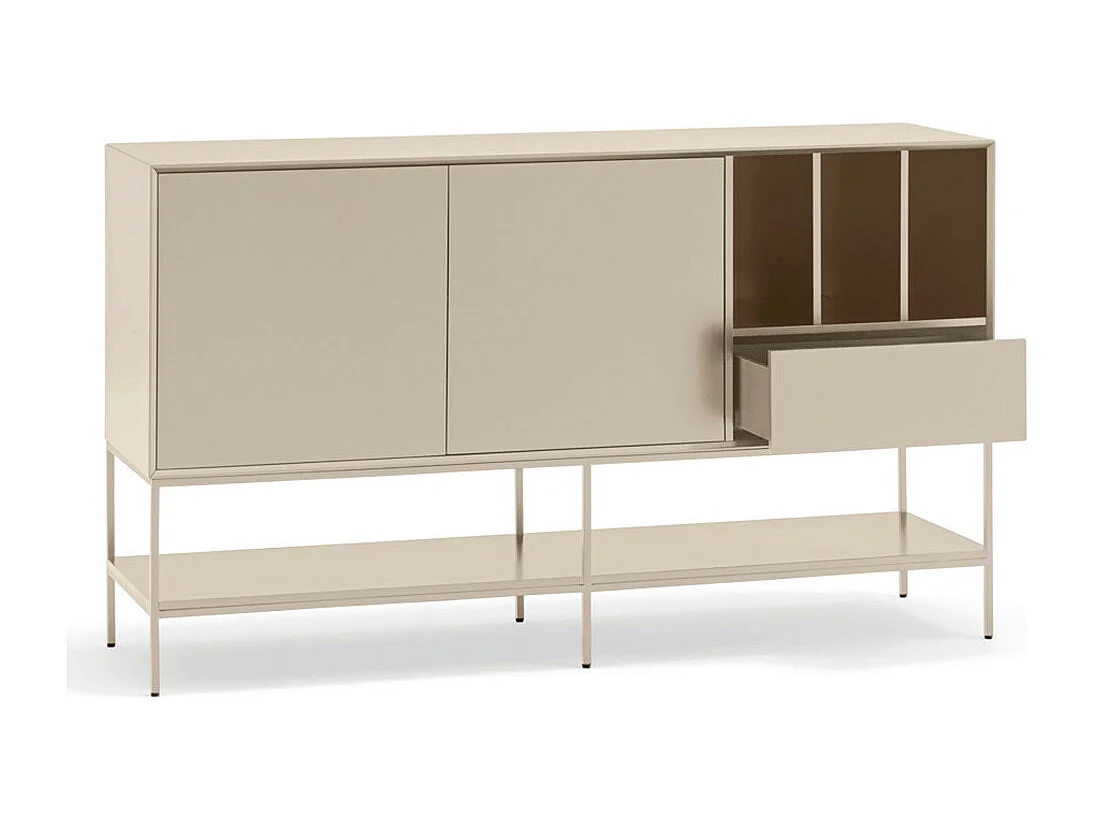 Platt - Buffet 2 portes en bois et métal L166 cm - Beige