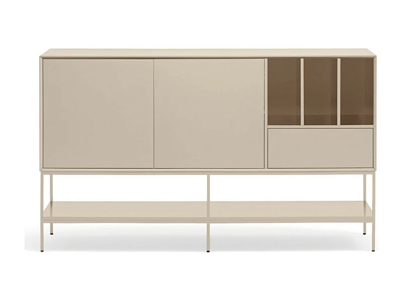 Platt - Buffet 2 portes en bois et métal L166 cm - Beige