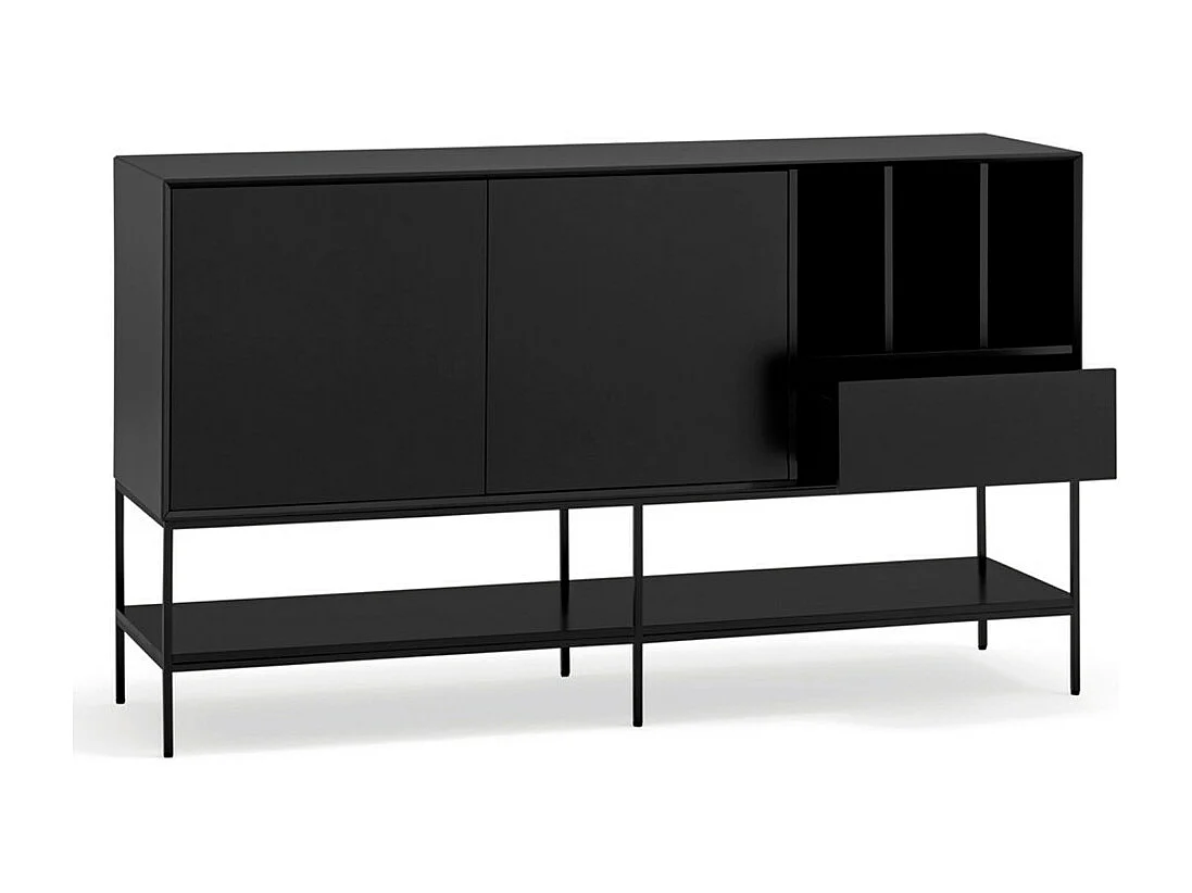 Platt - Buffet 2 portes en bois et métal  L166cm - Noir