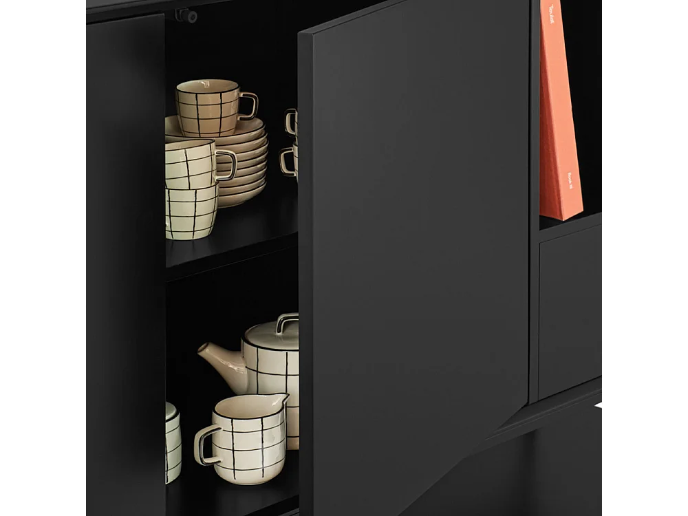 Platt - Buffet 2 portes en bois et métal  L166cm - Noir