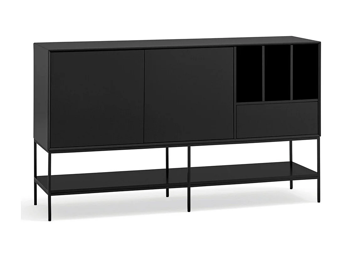 Platt - Buffet 2 portes en bois et métal  L166cm - Noir