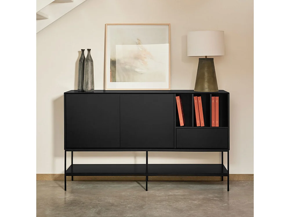 Platt - Buffet 2 portes en bois et métal  L166cm - Noir