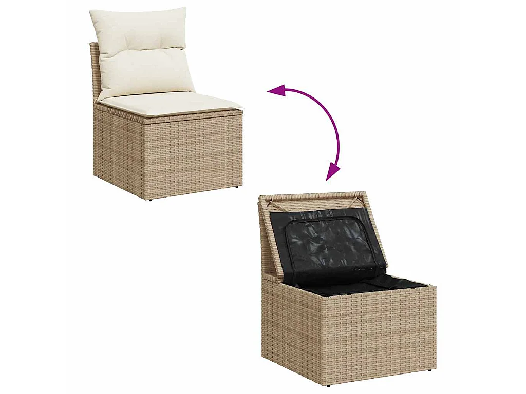 6-tlg. Garten-Sofagarnitur mit Kissen Beige Poly Rattan Akazie