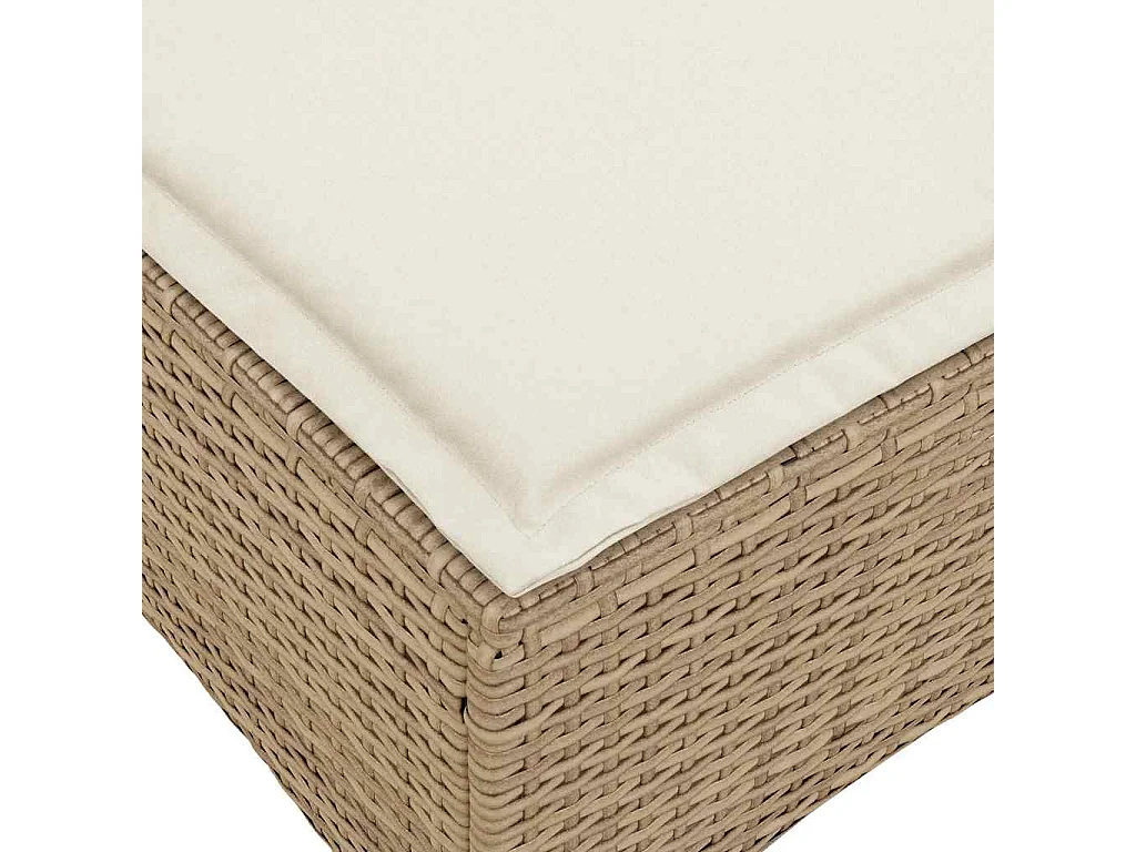 3 pcs conjunto sofás de jardim com almofadões em L vime PE bege