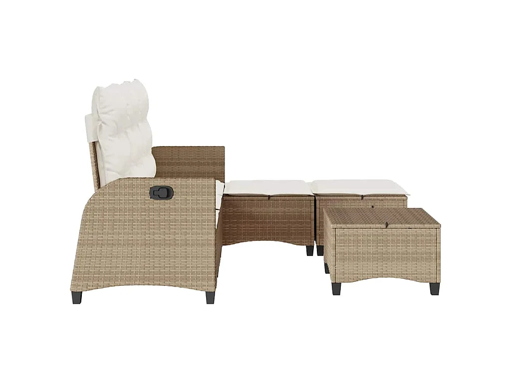 3-delige Tuinbankstel met kussens L-vormig beige poly rattan