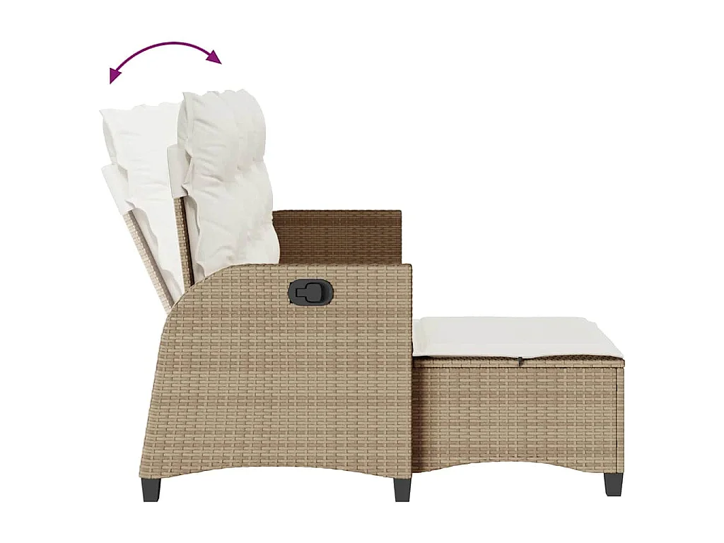 3-delige Tuinbankstel met kussens L-vormig beige poly rattan
