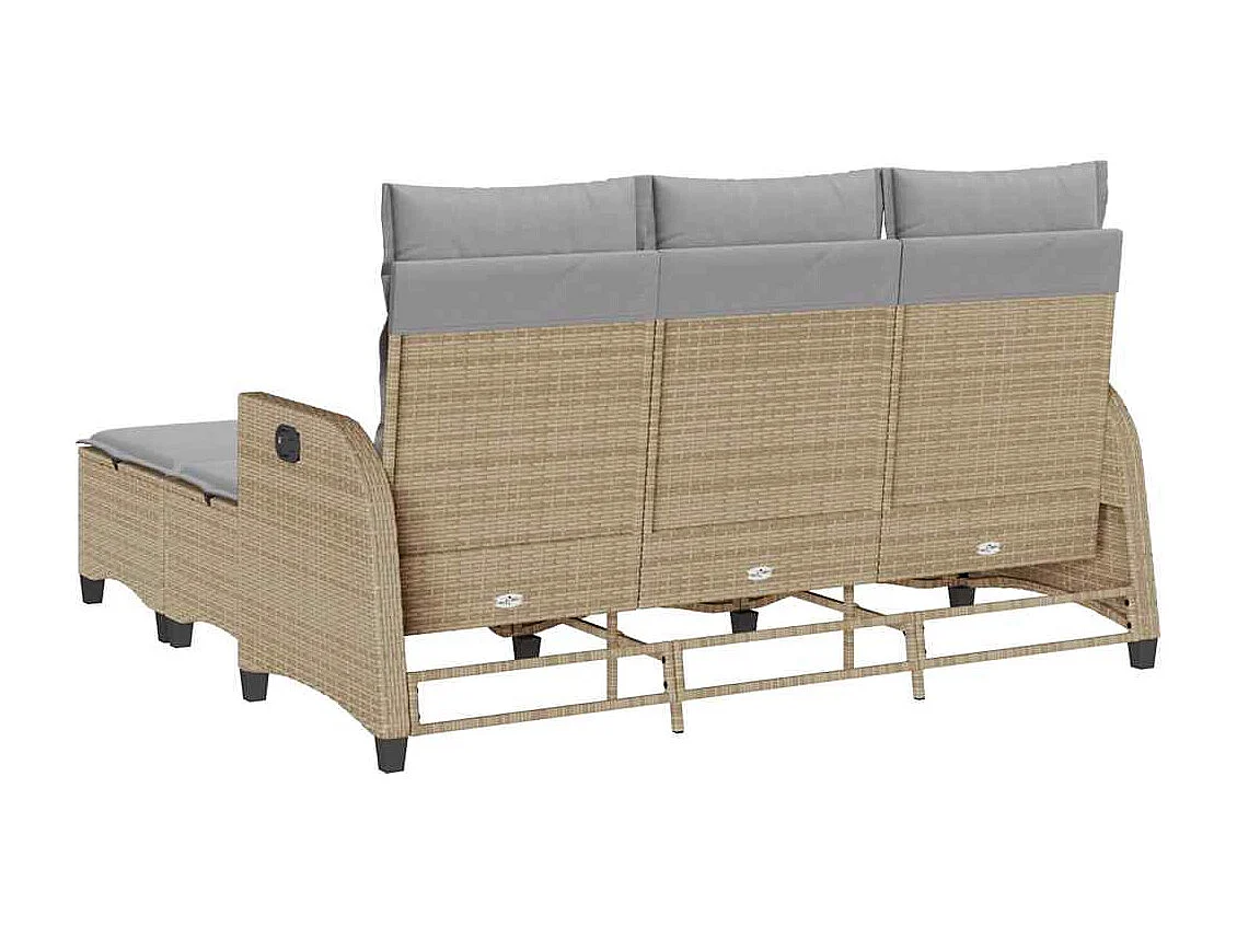 Salon de jardin avec coussins forme de L 3 pcs beige polyrotin