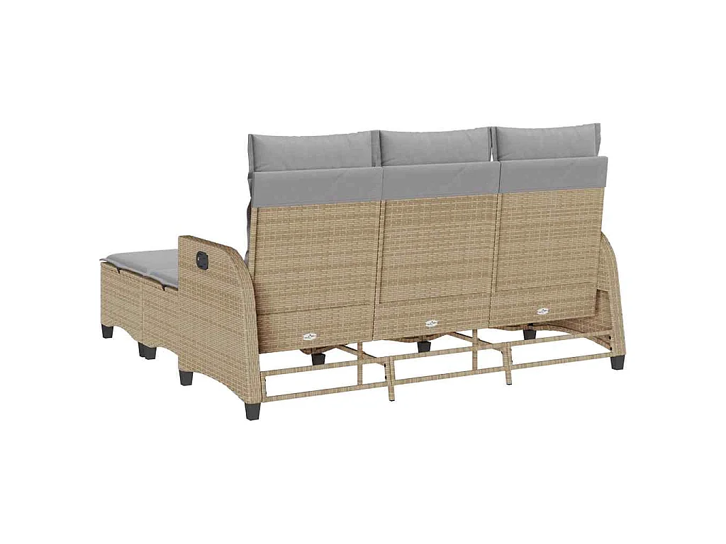 Salon de jardin avec coussins forme de L 3 pcs beige polyrotin