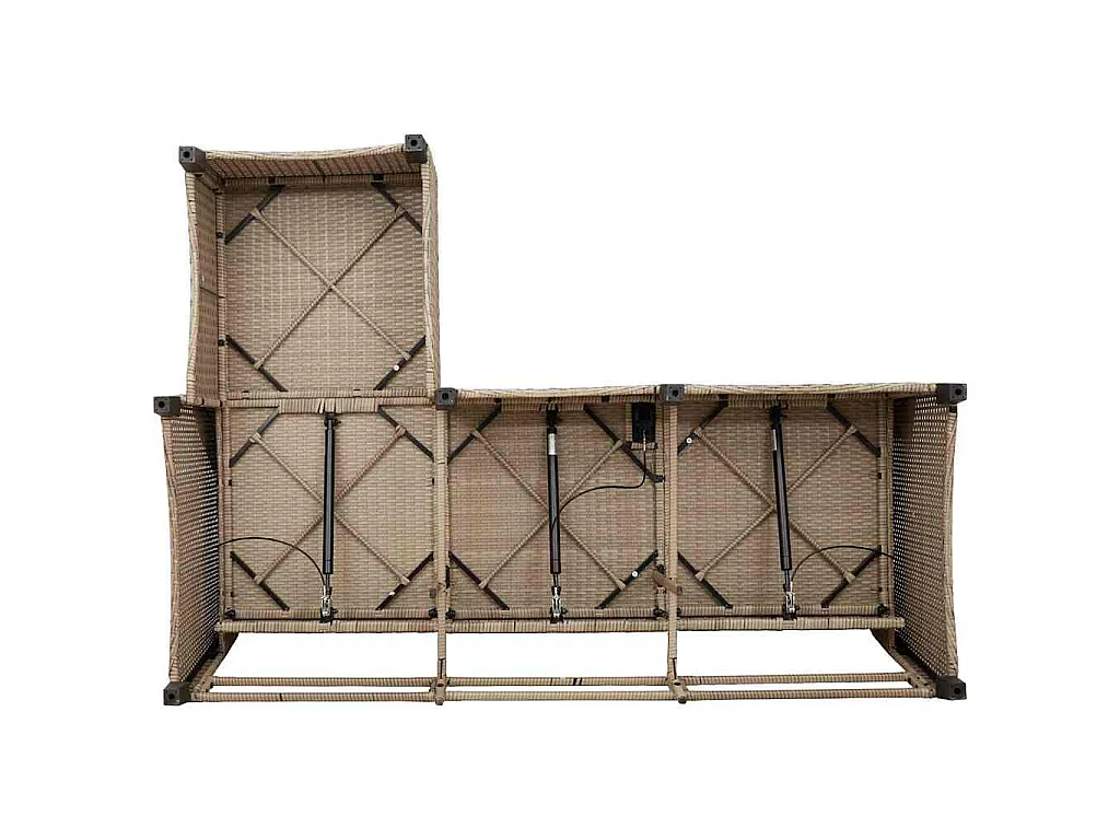 Salon de jardin avec coussins forme de L 3 pcs beige polyrotin