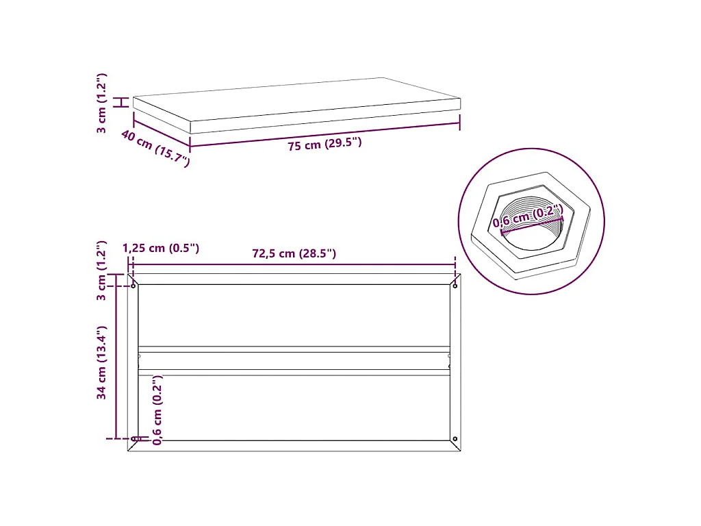 Étagères murales 2 pcs 75x40 cm argenté acier inoxydable